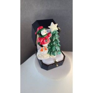 Penguin and Christmas Tree Brooch